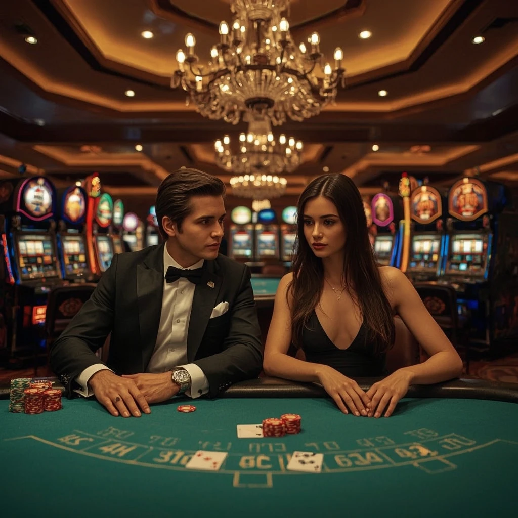 Deux joueurs de poker dans un casino Maxibet